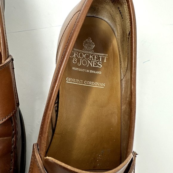 Crockett & Jones GENUINE CORDOVAN penny loafers shoes Size 9 E leather shoe Tree - Picture 6 of 15